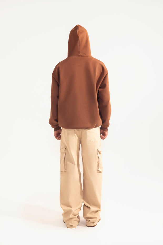 Tobacco Brown Fleece Hoodie - Premium Comfort - Jazbaat